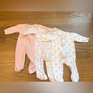 The Peanutshell Onesie Bundle White/Pink Floral Cotton Size: 3 Months